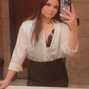 White Button Down Shirt with Relaxed Fit